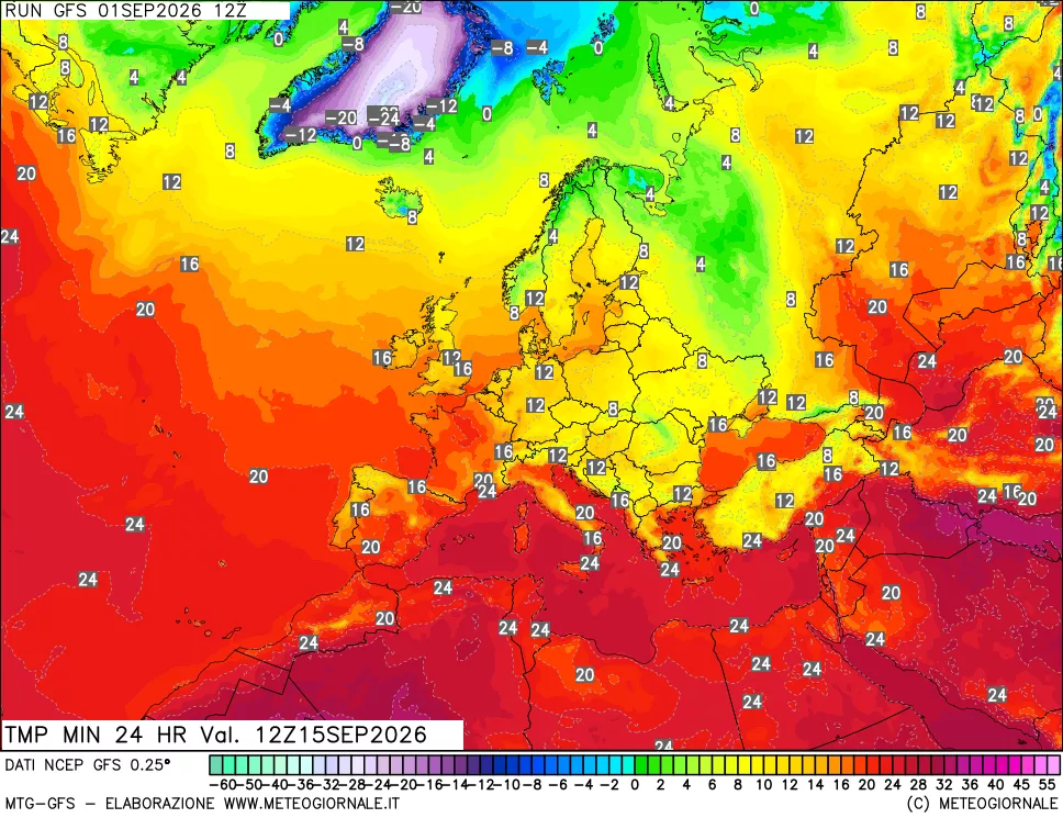 mappa Temperatura minima 24 ore