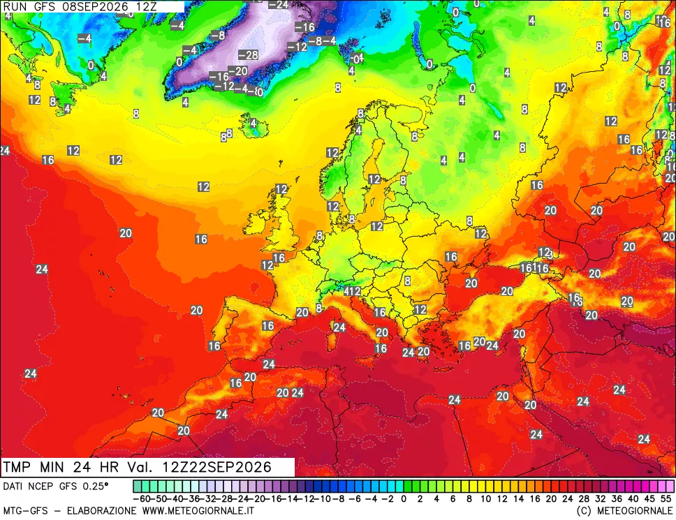 mappa Temperatura minima 24 ore