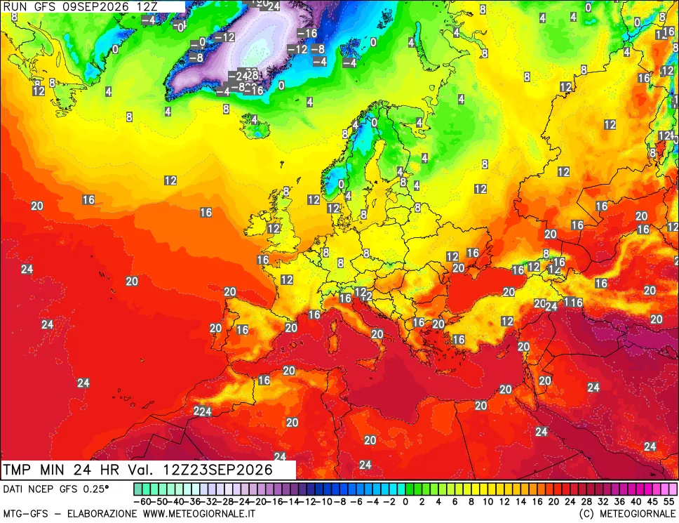 mappa Temperatura minima 24 ore