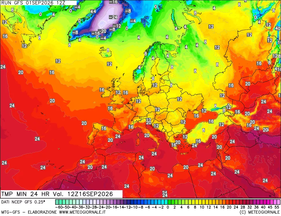 mappa Temperatura minima 24 ore