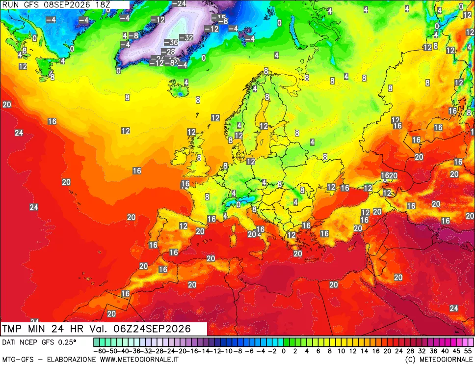 mappa Temperatura minima 24 ore