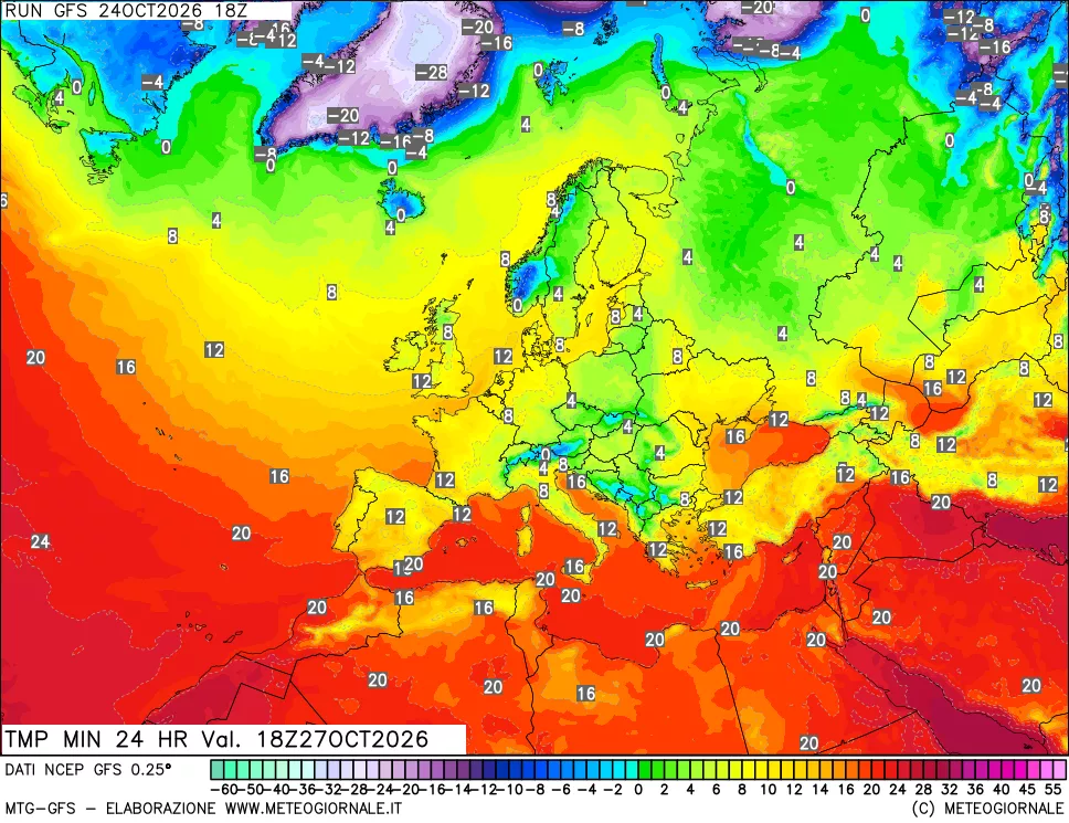 mappa Temperatura minima 24 ore