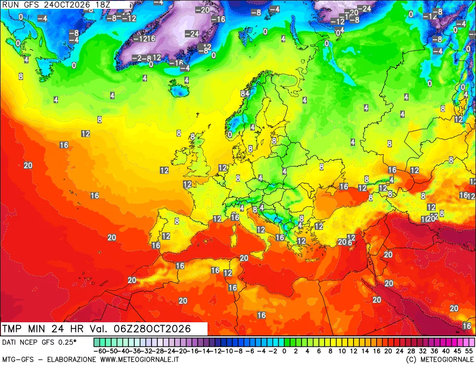 mappa Temperatura minima 24 ore