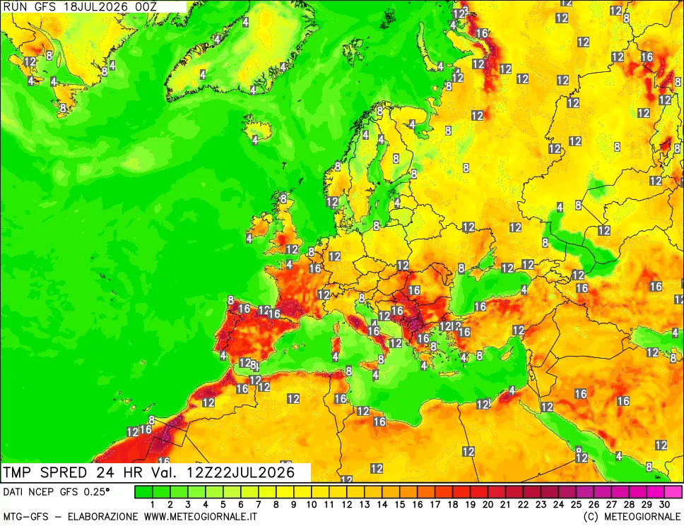 mappa Dif. TMax-TMin 24 ore