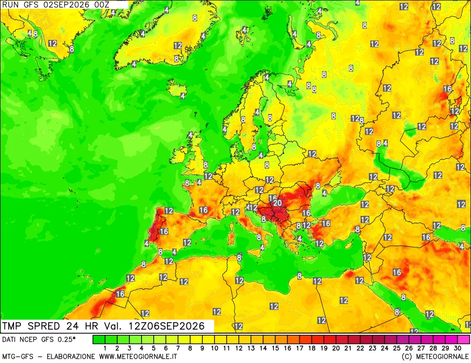 mappa Dif. TMax-TMin 24 ore