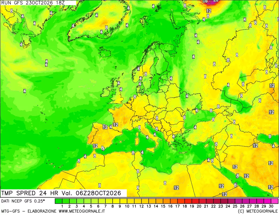 mappa Differenza TMax-TMin 24 ore