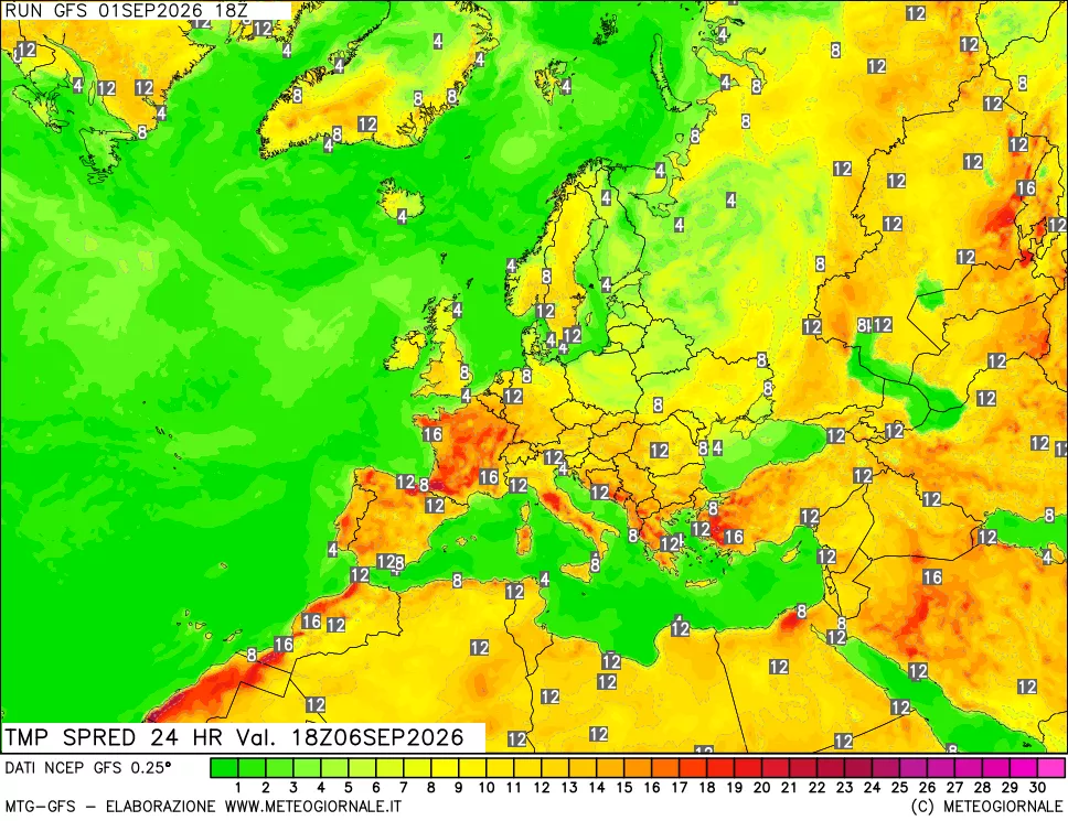mappa Differenza TMax-TMin 24 ore