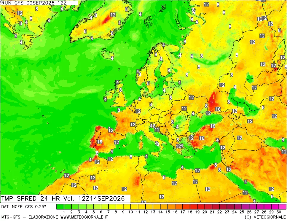 mappa Differenza TMax-TMin 24 ore