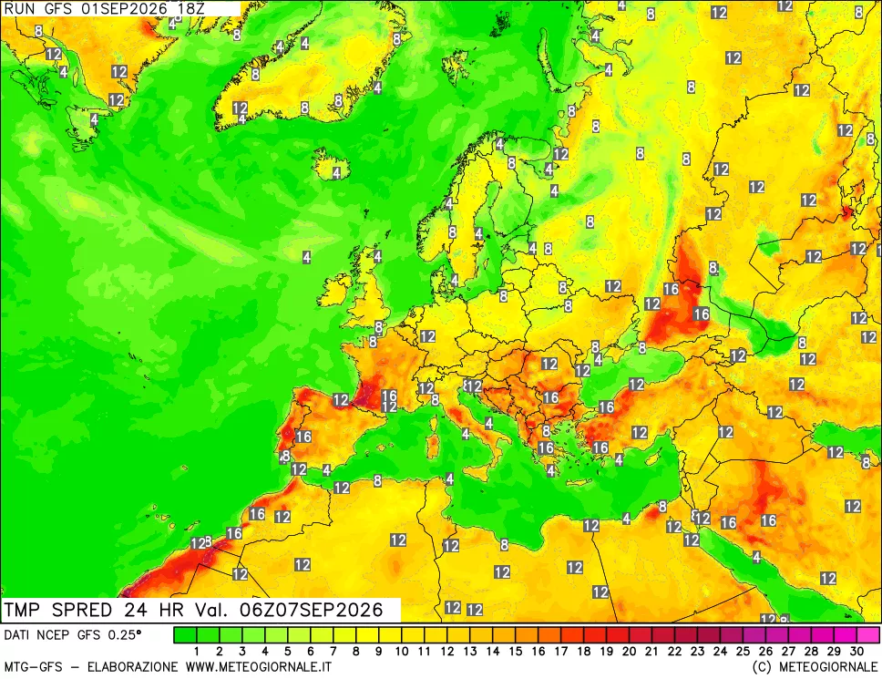 mappa Dif. TMax-TMin 24 ore
