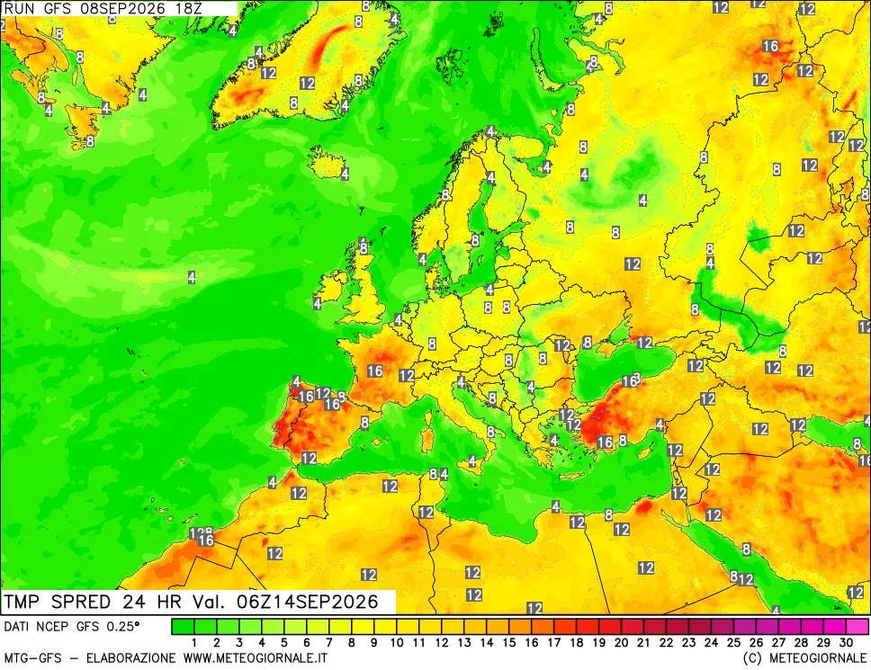 mappa Dif. TMax-TMin 24 ore