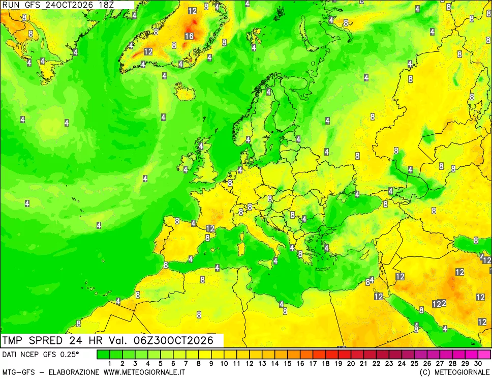 mappa Differenza TMax-TMin 24 ore