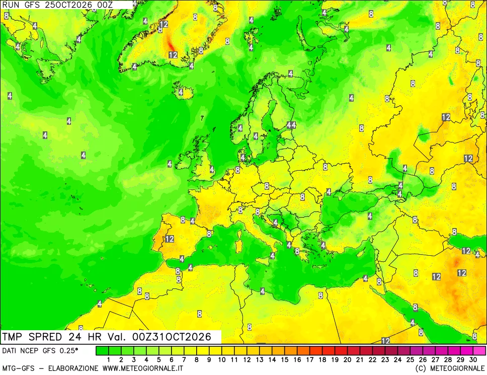 mappa Differenza TMax-TMin 24 ore