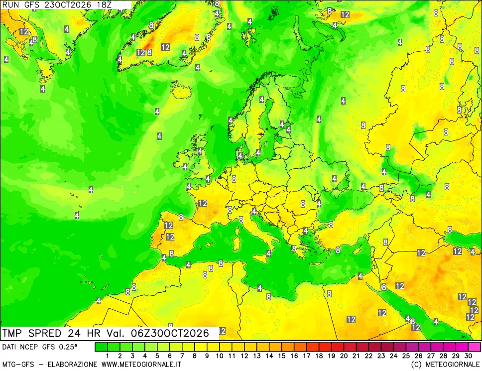 mappa Differenza TMax-TMin 24 ore