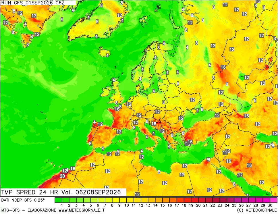 mappa Dif. TMax-TMin 24 ore
