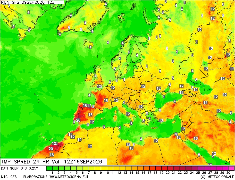 mappa Differenza TMax-TMin 24 ore