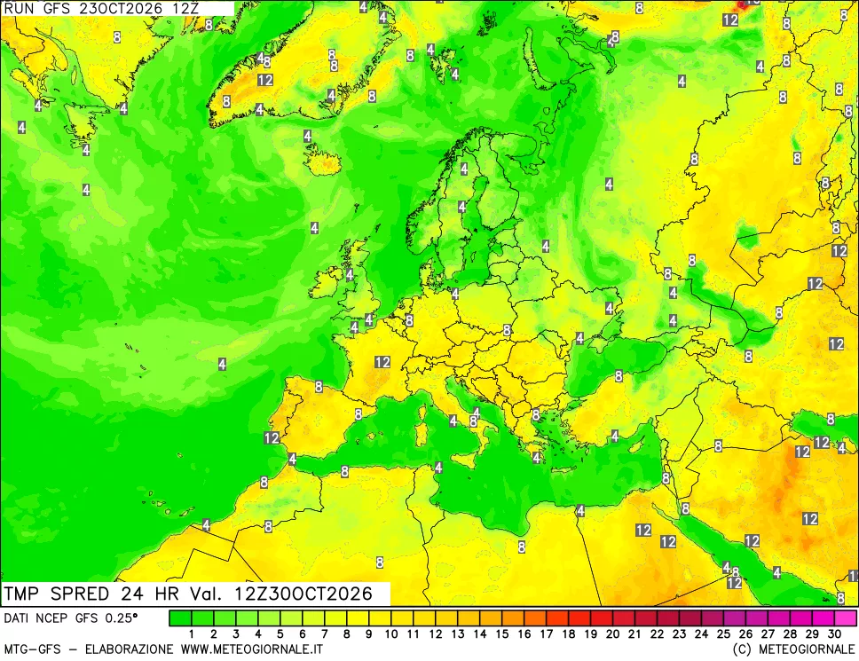 mappa Dif. TMax-TMin 24 ore