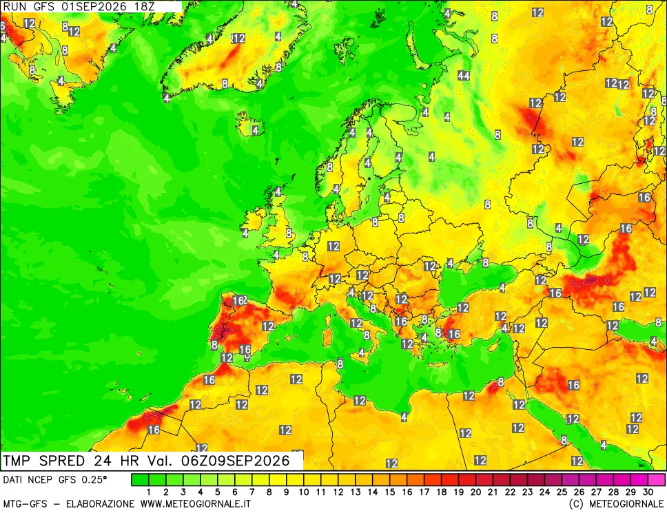 mappa Differenza TMax-TMin 24 ore