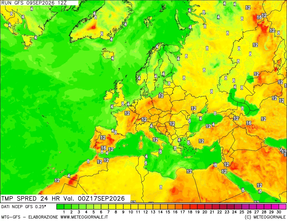 mappa Differenza TMax-TMin 24 ore