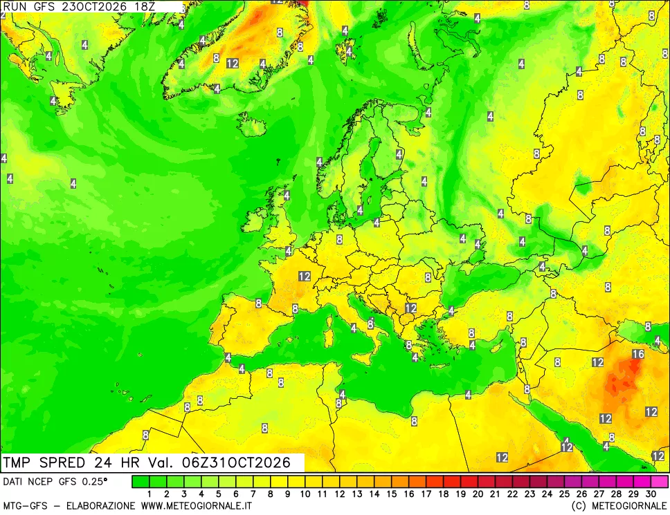 mappa Differenza TMax-TMin 24 ore