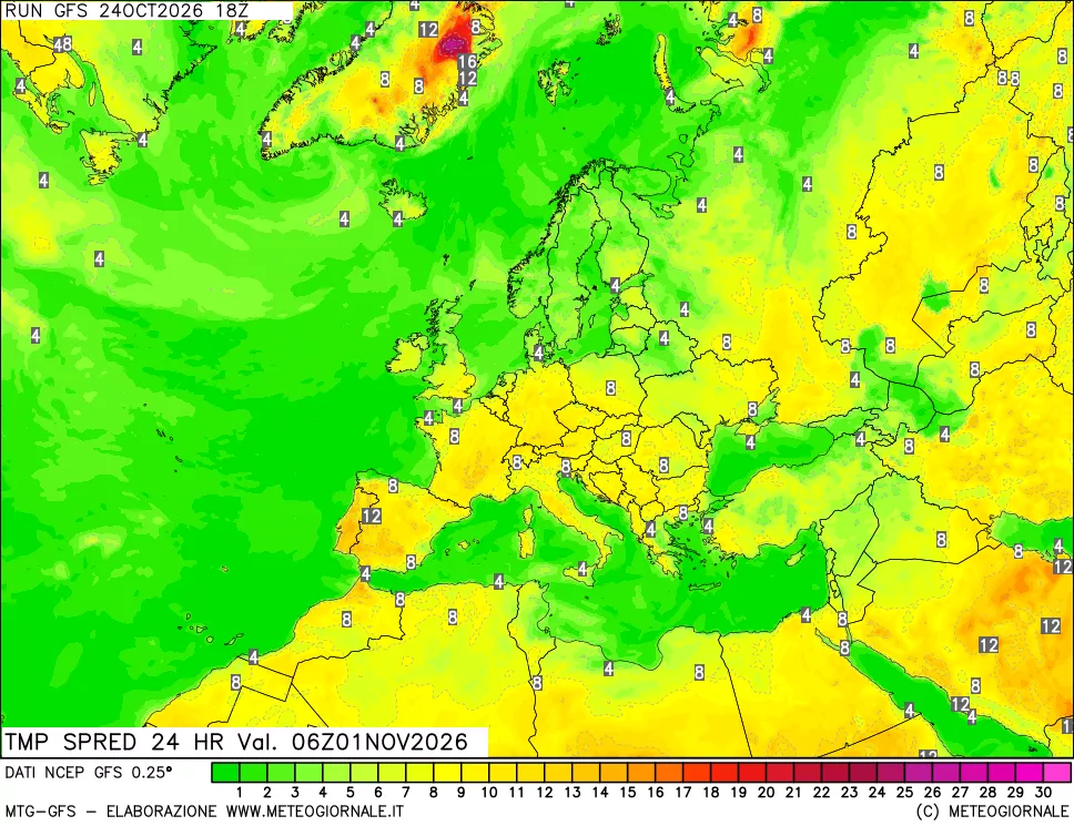 mappa Differenza TMax-TMin 24 ore