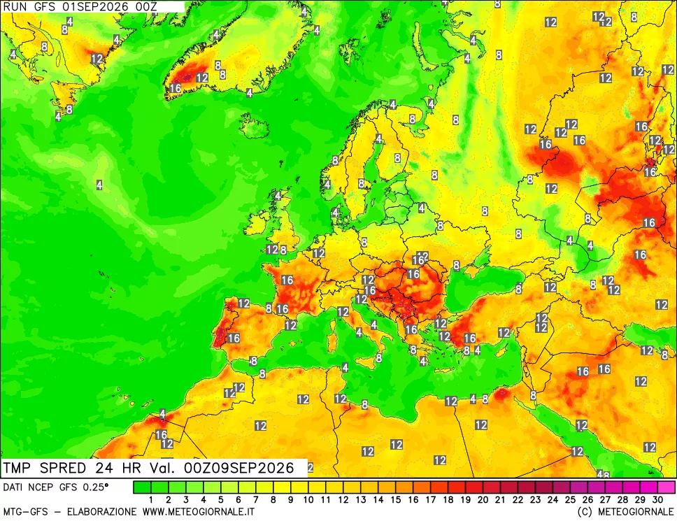 mappa Differenza TMax-TMin 24 ore
