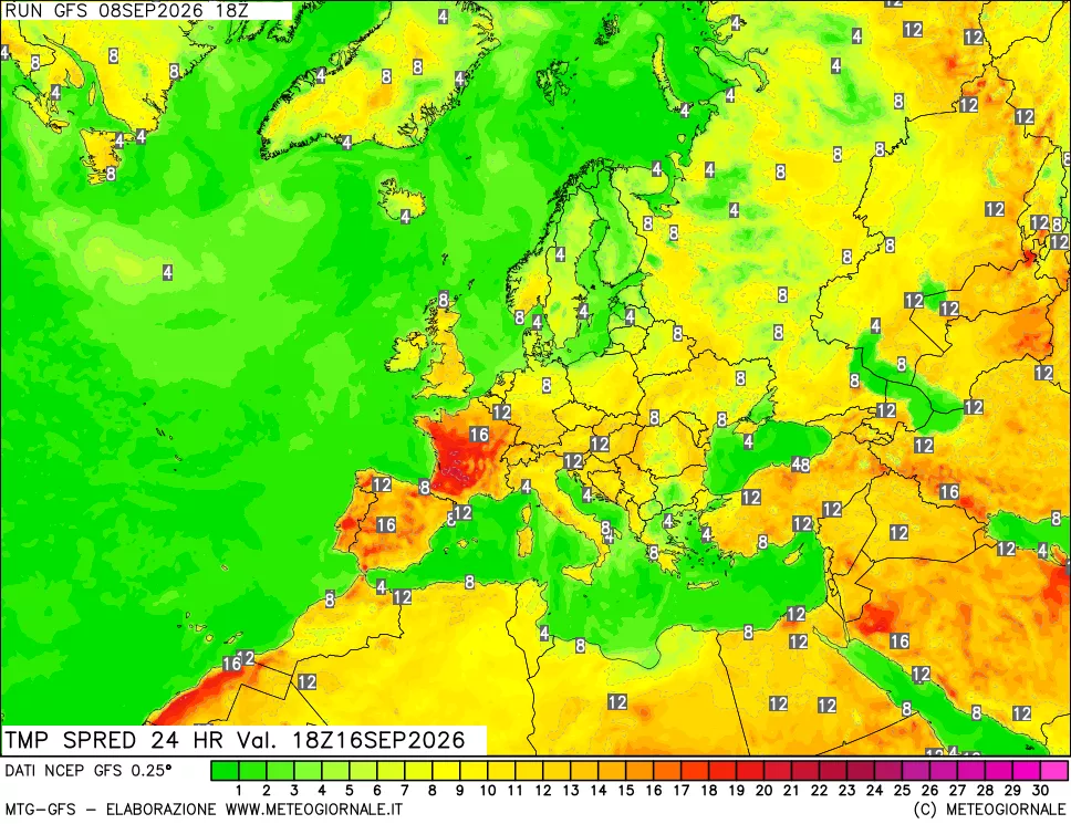 mappa Differenza TMax-TMin 24 ore