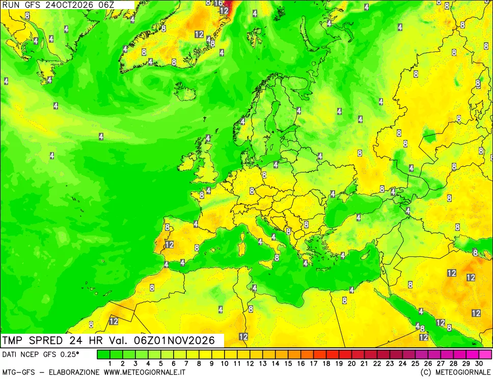 mappa Differenza TMax-TMin 24 ore