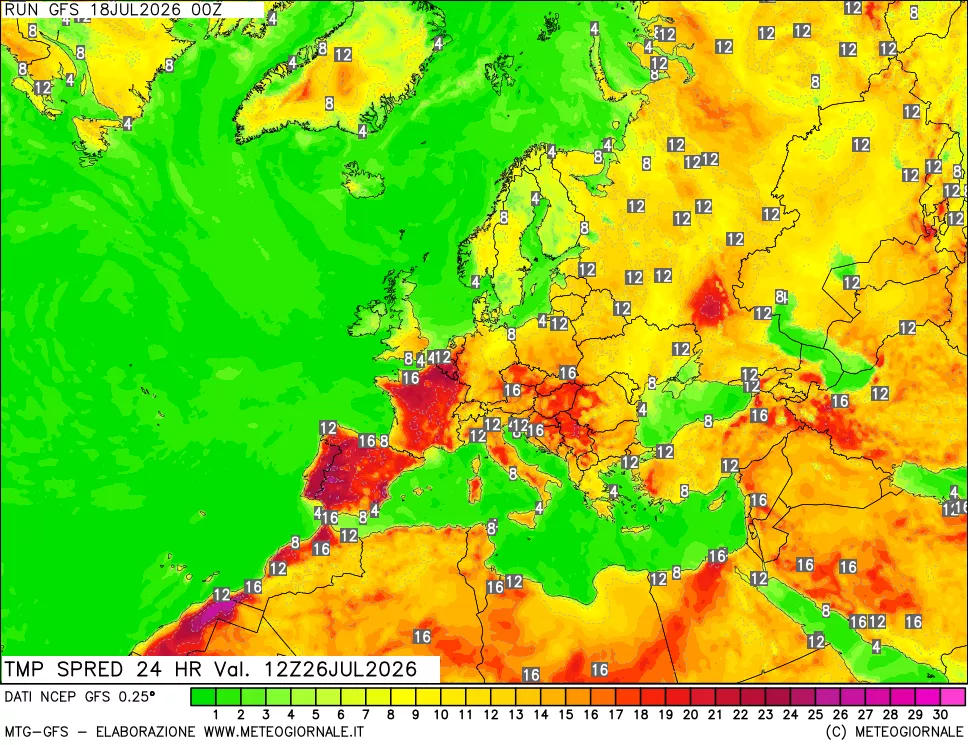 mappa Differenza TMax-TMin 24 ore
