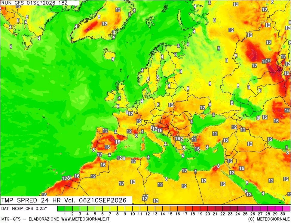 mappa Dif. TMax-TMin 24 ore