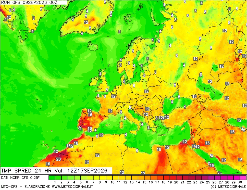 mappa Dif. TMax-TMin 24 ore