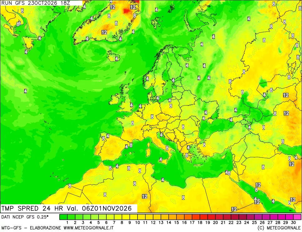mappa Differenza TMax-TMin 24 ore