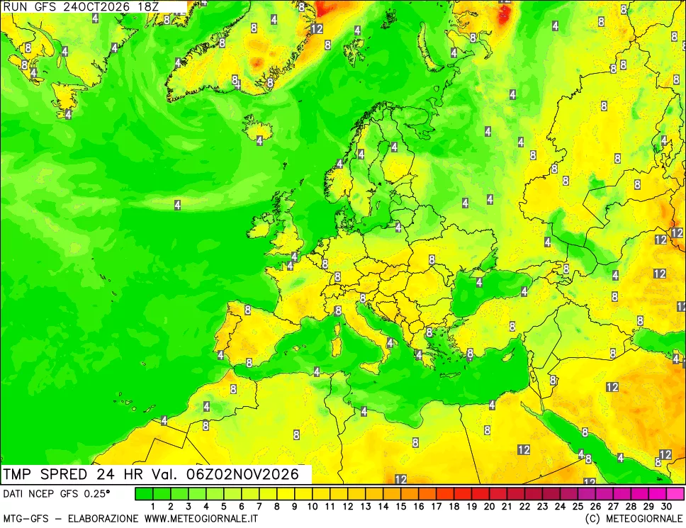 mappa Differenza TMax-TMin 24 ore