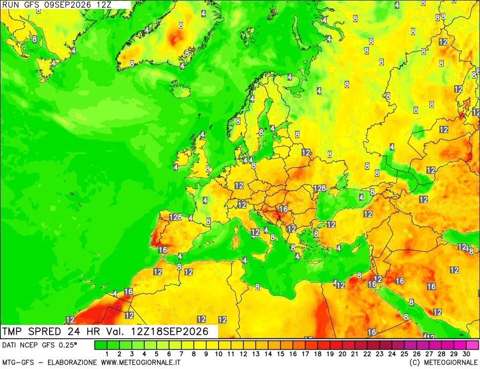 mappa Differenza TMax-TMin 24 ore