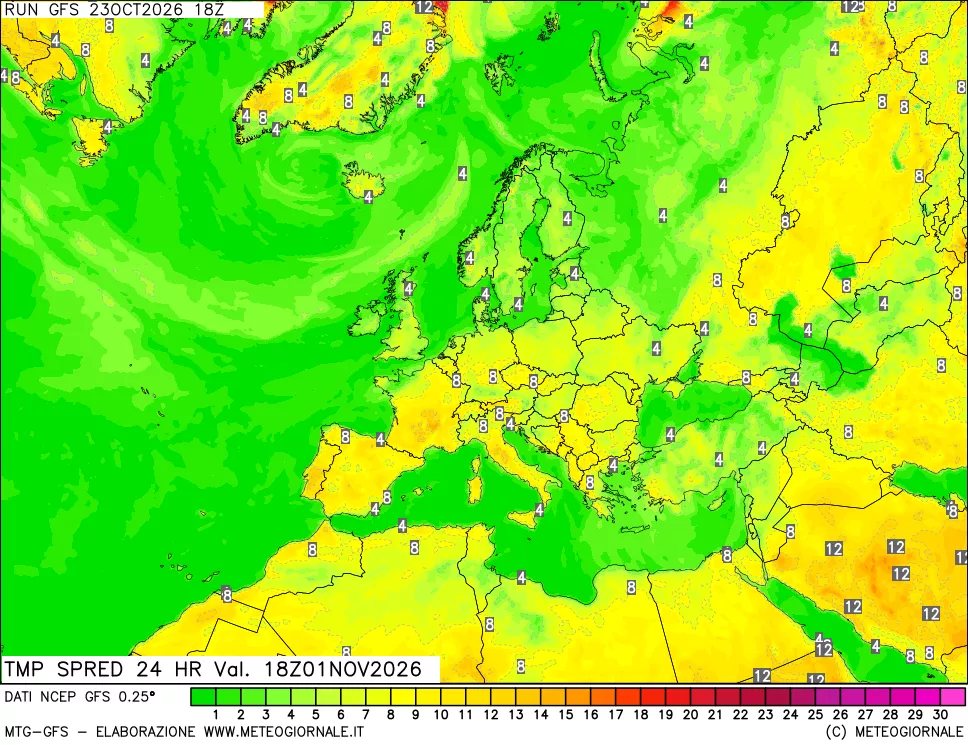 mappa Differenza TMax-TMin 24 ore