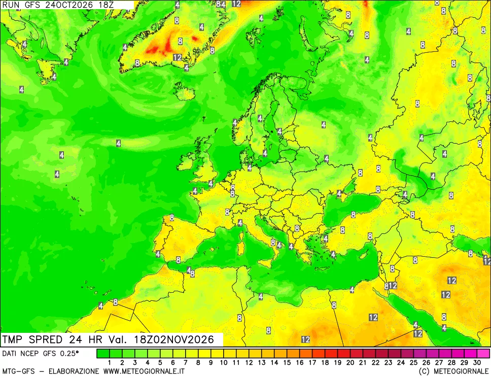 mappa Differenza TMax-TMin 24 ore