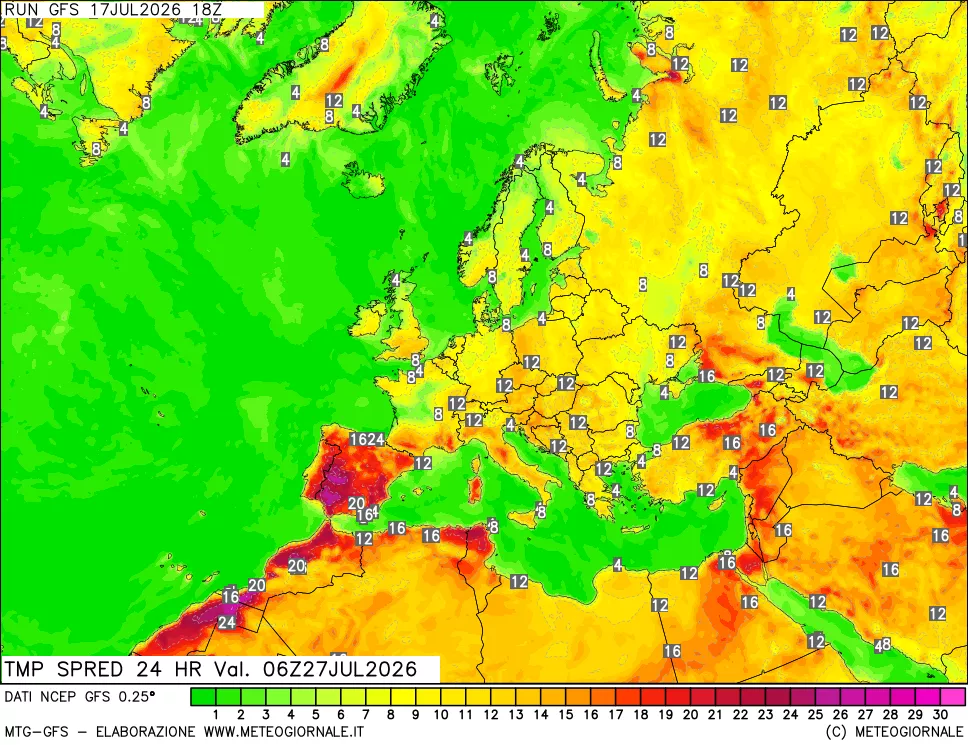 mappa Dif. TMax-TMin 24 ore