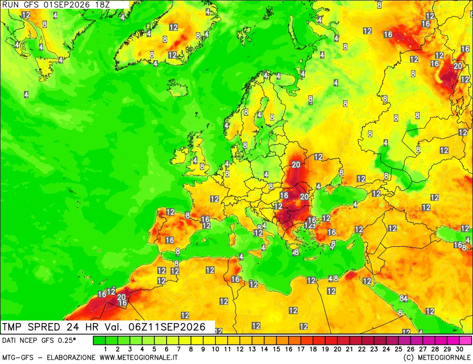 mappa Dif. TMax-TMin 24 ore