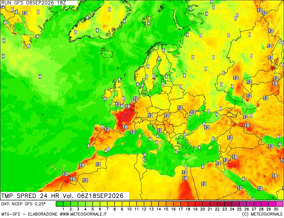 mappa Dif. TMax-TMin 24 ore