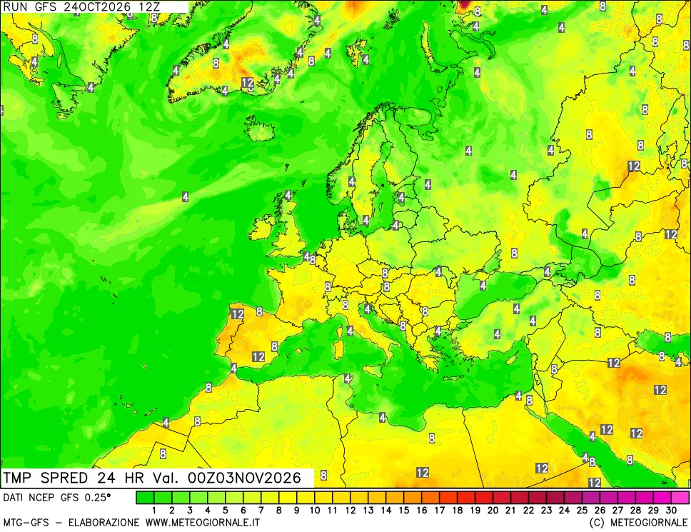 mappa Differenza TMax-TMin 24 ore