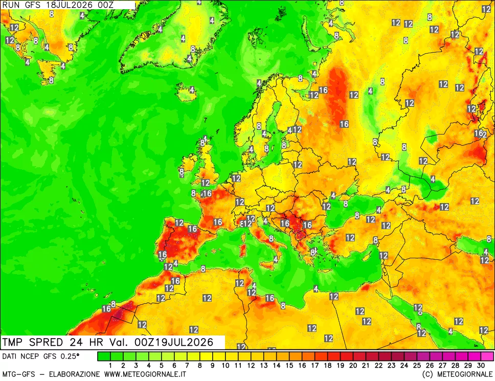 mappa Dif. TMax-TMin 24 ore