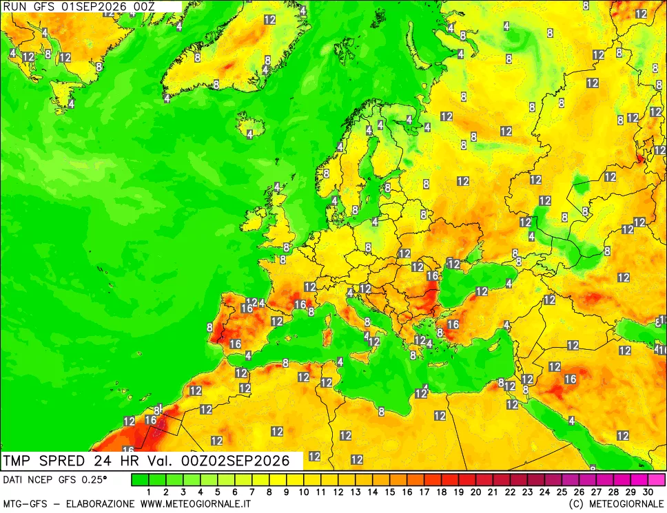 mappa Dif. TMax-TMin 24 ore