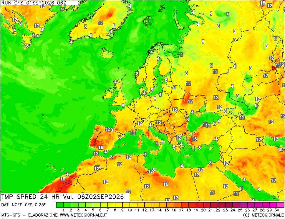 mappa Dif. TMax-TMin 24 ore