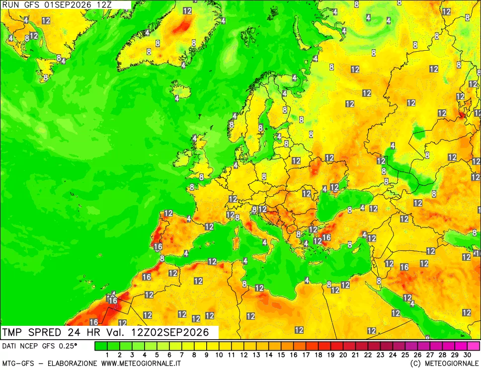 mappa Dif. TMax-TMin 24 ore