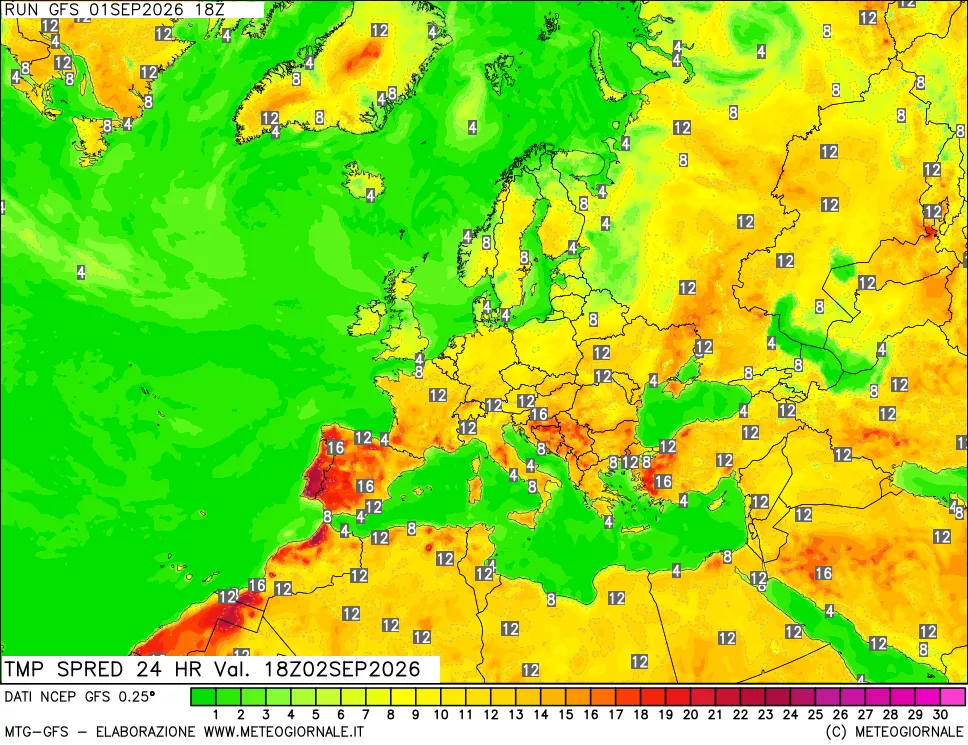 mappa Dif. TMax-TMin 24 ore