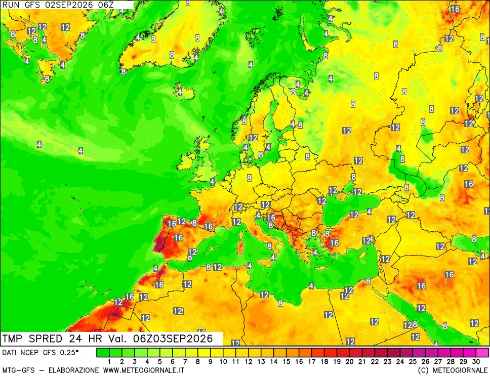 mappa Dif. TMax-TMin 24 ore