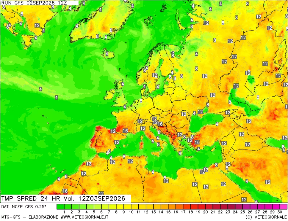 mappa Differenza TMax-TMin 24 ore