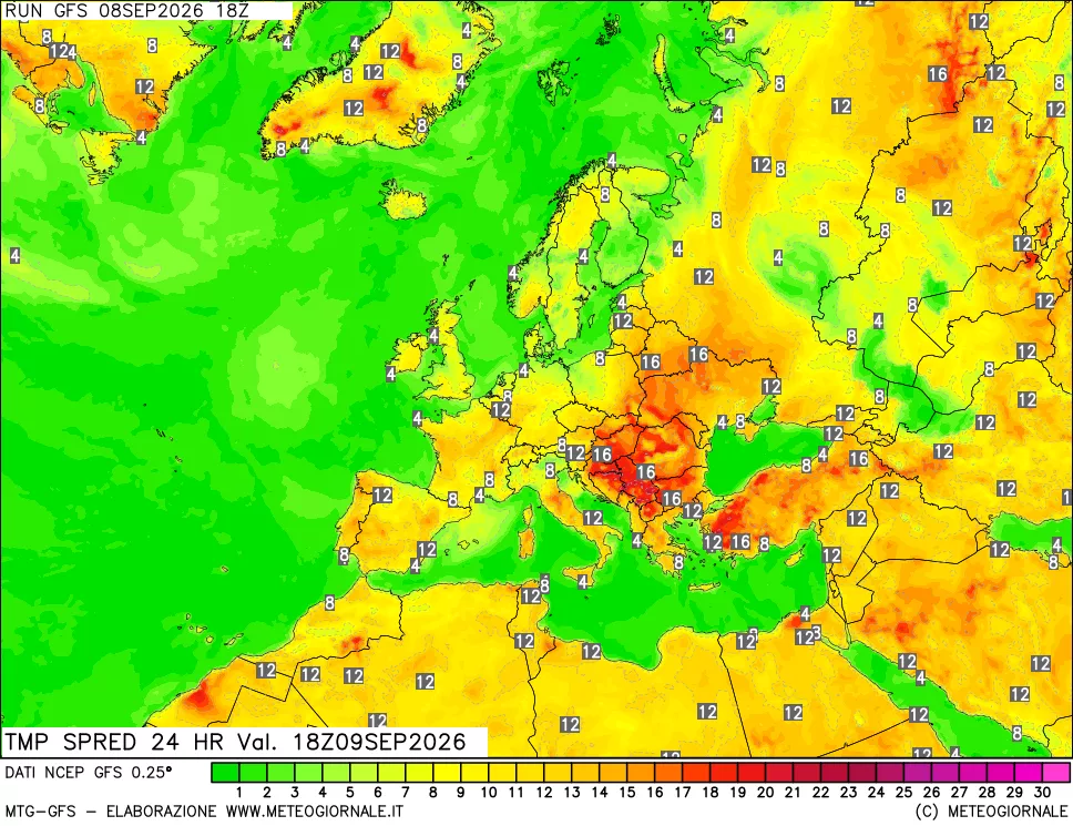mappa Dif. TMax-TMin 24 ore