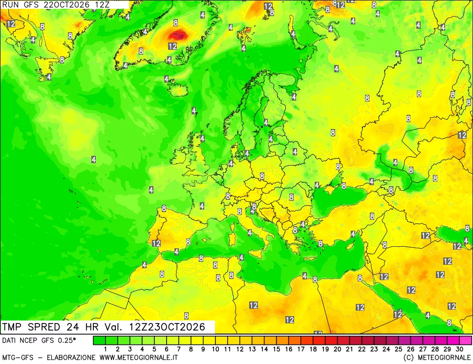 mappa Dif. TMax-TMin 24 ore