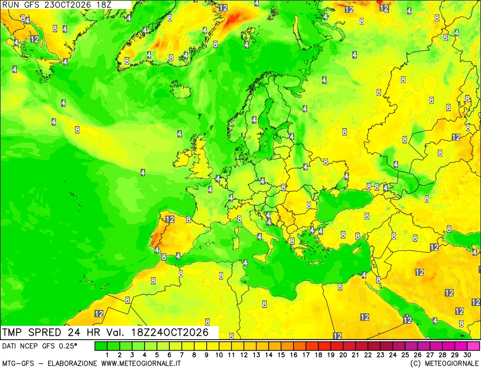 mappa Dif. TMax-TMin 24 ore