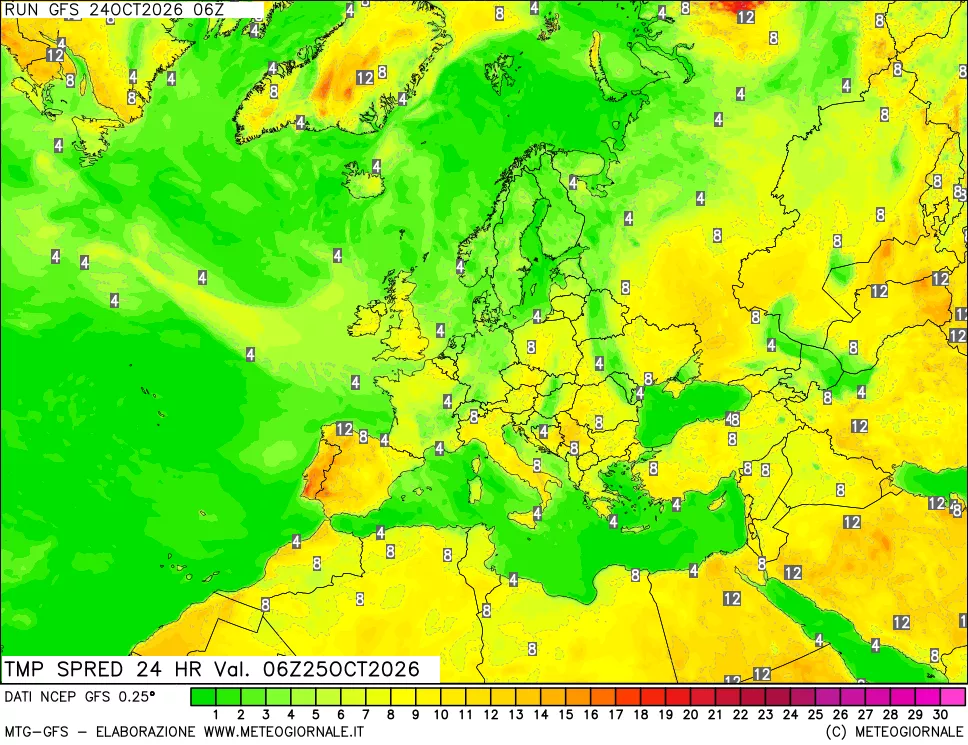 mappa Dif. TMax-TMin 24 ore